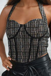 Glam Aura Tweed Corset Top - Black