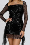 Glitter Crush Long Sleeve Embellished Mini Dress - Black