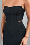 Glow Getter Knit Bustier Top and Maxi Skirt Set - Black