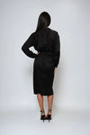 Good Days Satin Belted Midi Dress - Black