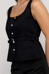 Iconic Aura Belted Vest Top - Black