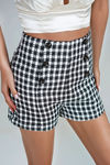 Checkmate Plaid Buttoned Shorts - Black/Ivory