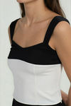 Modern Edge Two-Tone Tank Top - Black/Ivory