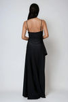 Just Dance Ruched Asymmetrical Maxi Dress - Black