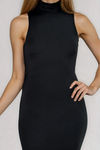 Keep it Bold Mock Neck Bodycon Midi Dress - Black