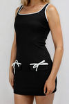 Keep It Cute Bow Pocket Bodycon Mini Dress - Black