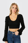 Knot Sorry Black Lace Up Crop Top