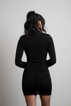 Lean On Me Button Up Bodycon Mini Dress - Black