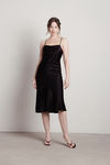Liora Black Satin Slip Midi Dress