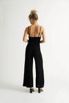 Love Is Real Black Glitter Cowl Neck Jumpsuit