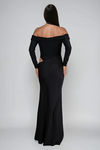 Love Scars Satin Off Shoulder Maxi Dress - Black