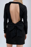 Luxe Allure Glitter Bow Mini Dress - Black