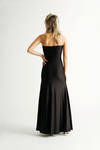 Lyanna Black Strapless Pleated Side Slit Maxi Dress