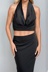 Made To Slay Halter Top and Maxi Skirt Set - Black