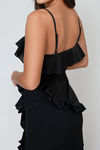 Magic Love Ruffle Slit Maxi Dress - Black