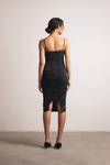 Make Your Move Black Glitter Ruched Bodycon Midi Dress