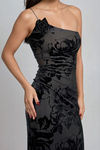 Midnight Bloom Floral Velvet Maxi Dress - Black