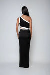 Midnight Sky One Shoulder Satin Maxi Dress - Black