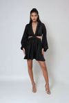 Moon Glow Deep V Cutout Mini Dress - Black