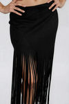 Night Affair Fringe Maxi Skirt - Black