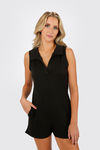 No Time To Call Black Collared Shift Romper