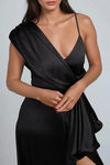 On My Way Satin Pleated Maxi Dress - Black