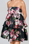 Spellbound Glow Strapless Floral Mini Dress - Black Pink