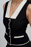 Polished Charm Collared Vest Top - Black