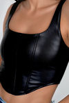 Power Play Leather Corset Top - Black