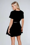 Royal Bloom Belted Velvet Mini Dress - Black