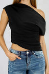Simply Posh One Shoulder Top - Black