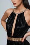 Starlit Skin Metallic Open Back Maxi Dress - Black