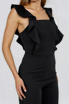 Step Into Glow Ruffled Jumpsuit - Black