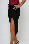 Stop and Stare Ribbed Midi Skirt - Black