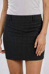 Tailored Chic Pinstripe Mini Skirt - Black