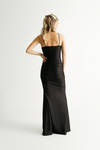 Time To Go Black Ruched Slit Maxi Dress