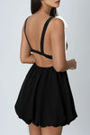 Trophy Girl Plunging Bow Tie Mini Dress - Black