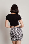 Blend In Black & White Zebra Waist Tie Bodycon Mini Skirt