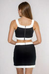 Street Siren Square Neck Crop Top and Mini Skirt Set - Black/White