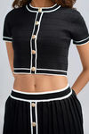 Turn Heads Sweater Crop Top - Black/White