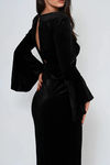 Willow Velvet Bell Sleeve Maxi Dress - Black