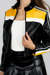 Night Rider Cropped Moto Jacket - Black/Yellow