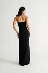 Your Sweetheart Black Surplice Ruffle Slit Maxi Dress