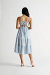 Azumi Blue Cotton Floral Button Midi Dress