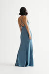 Dreamy Night Blue Cowl Neck Surplice Maxi Dress