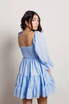 Hello There Blue Gingham Ruffled Tier Babydoll Dress