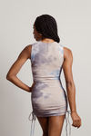 Mozza Blue & Purple Ribbed Side Ruched Bodycon Dress