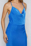 Bold Presence Cowl Satin Maxi Dress - Bright Blue
