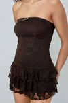 Flirty & Fab Tube Lace Romper - Brown