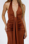Own the NIght Plunge Bodycon Maxi Dress - Brown